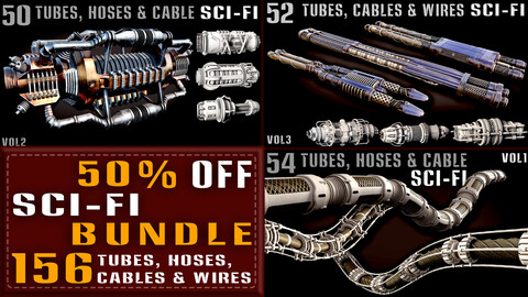 156 Various Sci-Fi Tubes, Hoses, Cables & Wires BUNDLE (50% OFF-Black Friday Offer)