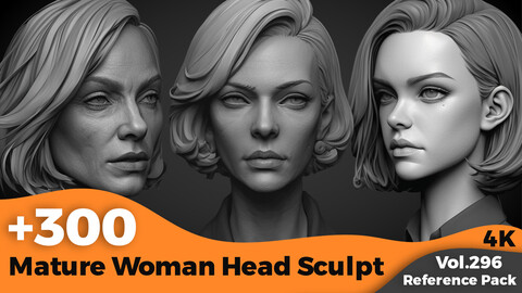 +300 Mature Woman Head Sculpt References Images(4k)