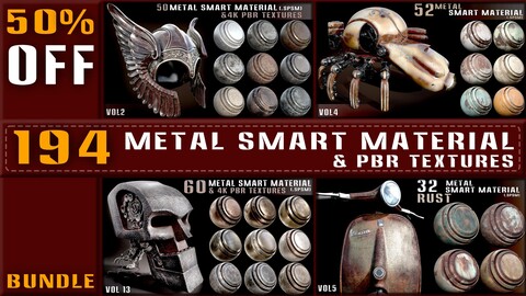 Bundle of 194 Metal Smart Materials & 4K PBR Textures (50% OFF - Black Friday Special Offer)