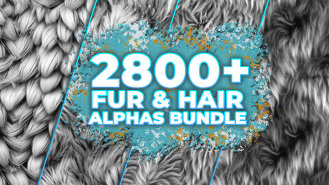 2800+ Fur & Hair Alphas (Displacement Maps) BUNDLE for ZBrush, Blender, Substance Painter