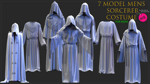 7 Models Mens Sorcerer Costume / Marvelus &Clo3d / Fbx / obj