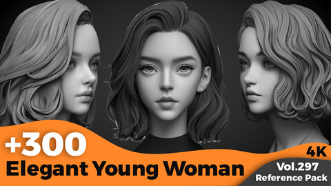 +300 Elegant Young Woman Head Sculpt References Images(4k)