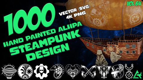 1000 Hand Painted Alpha Steampunk Design (MEGA Pack) - Vol 64