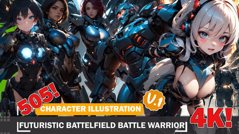 505 Futuristic Battlefield Battle Warriors Diverse Outfit Character Design Reference Art V1 4K