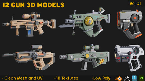 12 Gun 3D Models