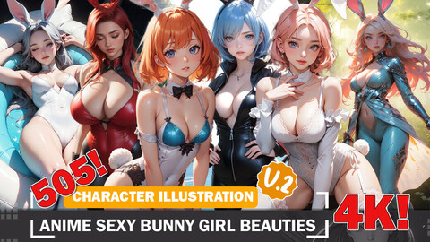 505 Anime Sexy Bunny Girl Beauties Diverse Outfits and Character Reference Intricate Design Art V2 4K