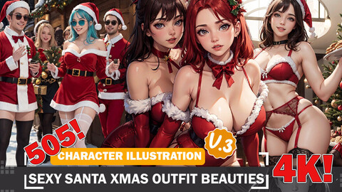 505 Sexy Santa Xmas Outfit Beauties Diverse Outfit Character Design Reference Art V3 4K