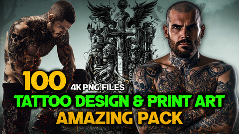 100 Tattoo Design file and Print Art ( PNG Files )-4K- High Quality