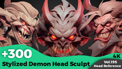 +300 Stylized Demon Head Sculpt Reference Images(4k)