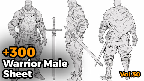 +300 Warrior Male Sheet Reference Images(4k)