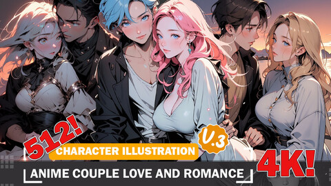 512 Anime Couple in Love and Romance Diverse Reference Image Pack V3 4K