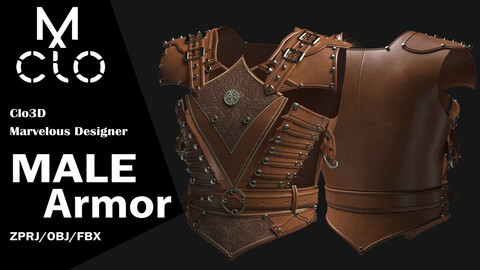 Male Armor / Clo3d / Marvelous designer / Project file / Obj / Fbx / Zprj