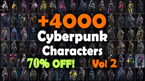 4000 Fantasy Cyberpunk Characters Reference Pack | MEGA Bundle | 4K | v.2