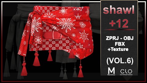 12 waist shawl Collection_Clo3d file(OBJ+FBX+zprj)