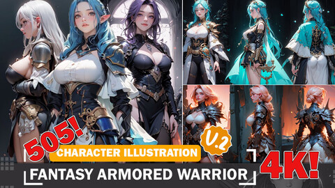 515 Various Anime Multiple View Fantasy Armored Warrior Diverse Outfit Character Design Reference Art V2 4K