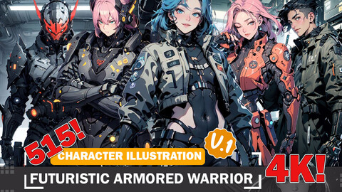 515 Futuristic Armored Warrior Diverse Outfit Character Design Reference Art V1 4K