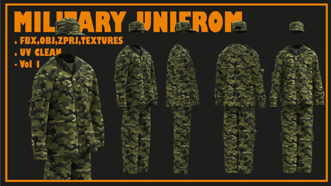 Military Uniform Men / zprj+obj+fbx/ clo3d, marvelous designer/vol1