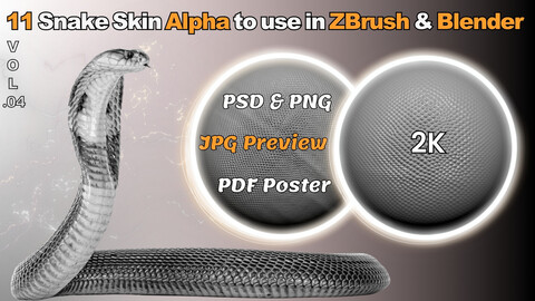 11 Snake Skin Alpha to use in ZBrush & Blender