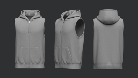 Male Sleeveless Hoodie 3D Model