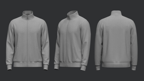 Full Zip Stand Collar Jacket 3D Model