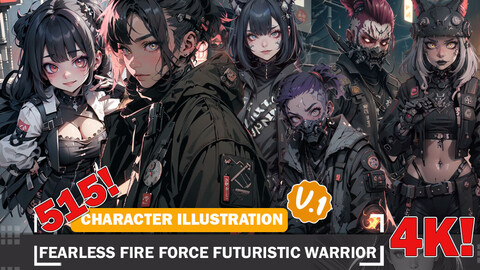 515 Fearless Fire Force Futuristic Warrior Diverse Outfit Character Design Reference Art V1 4K