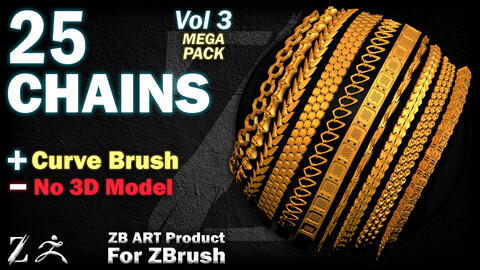 25 ZB ART Chain For ZBrush (Curve Brush) - Vol 3