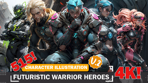 515 Anime Futuristic Warrior Heroes Diverse Outfit Character Design Reference Art V2 4K