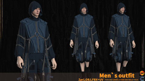 MEN`S OUTFIT3 (MARVELOUS AND CLO3D)( ZPRJ,FBX,OBJ)