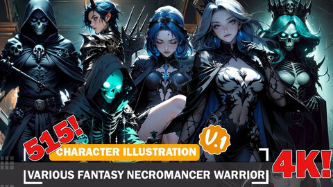 515 Various Fantasy Necromancer Warrior Diverse Outfit Character Design Reference Art V1 4K