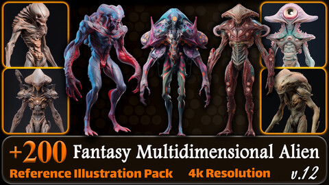 200 Fantasy Multidimensional Alien Reference Pack | 4K | v.12