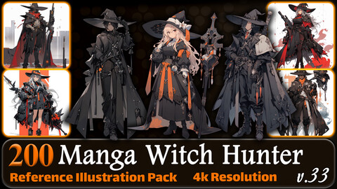 200 Manga Witch Hunter (Full Body) Reference Pack | 4K | v.33