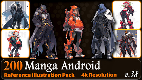 200 Manga Android (Full Body) Reference Pack | 4K | v.38