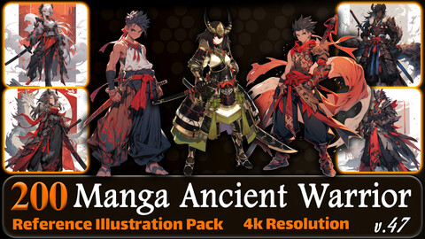 200 Manga Ancient Warrior (Full Body) Reference Pack | 4K | v.47