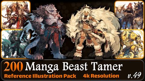 200 Manga Beast Tamer (Full Body) Reference Pack | 4K | v.49