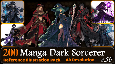 200 Manga Dark Sorcerer (Full Body) Reference Pack | 4K | v.50