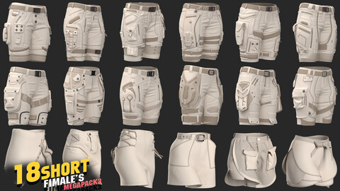 18 models of short fimale's megapack 85%off/ marvelous & clo3d / OBJ / FBX