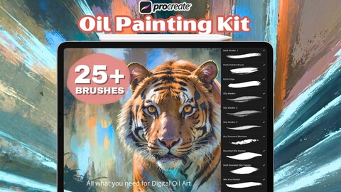 Realistic Oil Painting Procreate Brushes , Oil Painting Kit for Procreate , Oil Brushes , Abstract Oil BrushSet Procreate , Acrylic Impasto