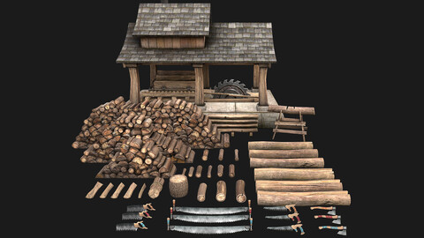 Sawmill and Lumberjack Set