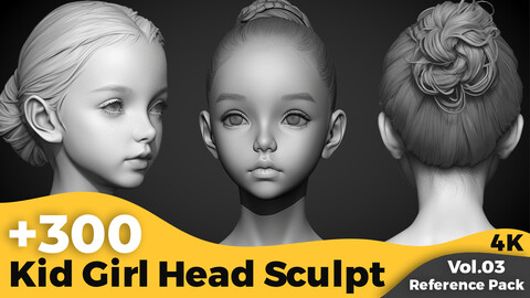 +300 Kid Girl Head Sculpt Reference Images(4k)