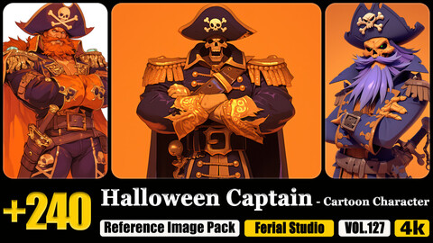 240 Halloween Captain - Cartoon Character Reference Image Pack v.127 |4K|