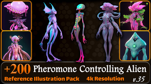 200 Fantasy Pheromone Controlling Alien Reference Pack | 4K | v.35