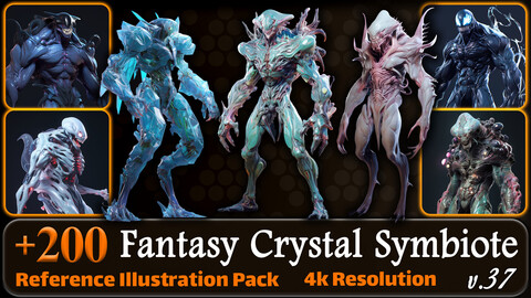 200 Fantasy Crystal Symbiote Alien Reference Pack | 4K | v.37