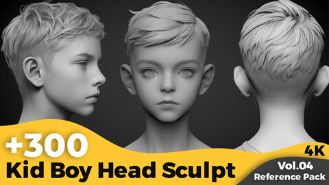 +300 Kid Boy Head Sculpt Reference Images(4k)