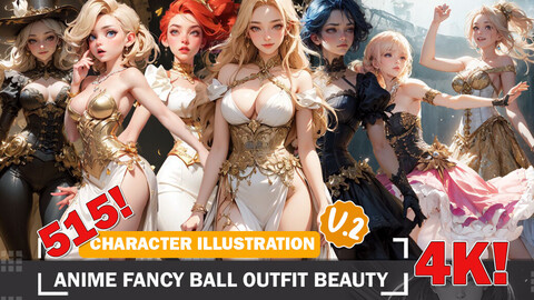 515 Anime Fancy Ball Outfit Beauties Diverse Styles Intricate Designs and Reference Art V2 4K