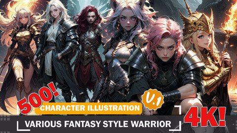 500 Various Fantasy-Style Warriors Diverse Outfit Character Design Reference Art V1 4K