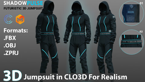 ShadowPulse - Futuristic 3D Jumpsuit