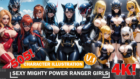 505 Sexy Mighty Power Ranger Girls Beauty Various Poses Diverse Outfit Character Design Reference Art V1 4K