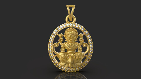 Round Laxmi Pendant Set -0055