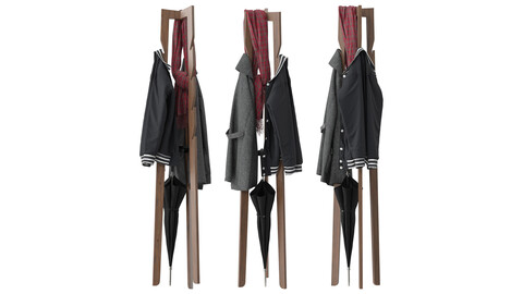 Wooden freestanding coat rack