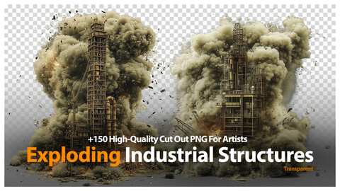 Exploding Industrial Structures | +150 High-Quality Cut Out PNG (Transparent) For Artists